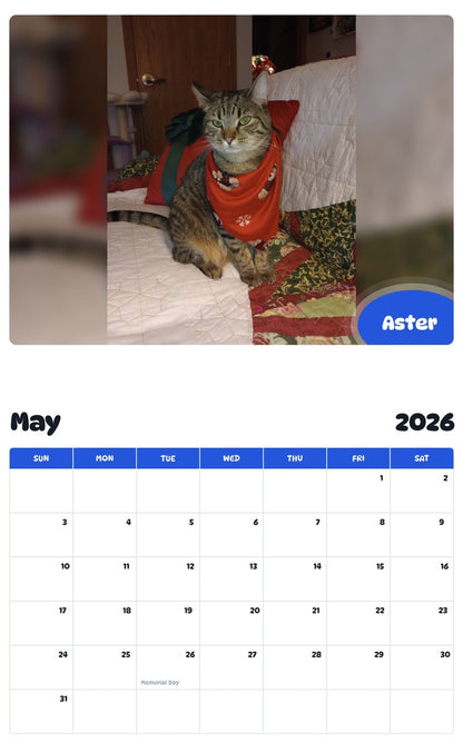 2026 - 2027 Aster - Pawidols Pet Calendar