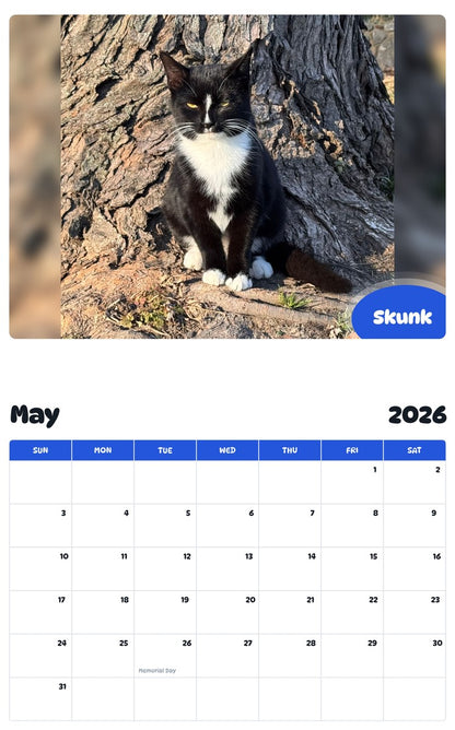 2026 - 2027 Skunk - Pawidols Pet Calendar
