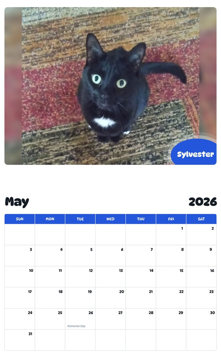 2026 - 2027 Sylvester - Pawidols Pet Calendar