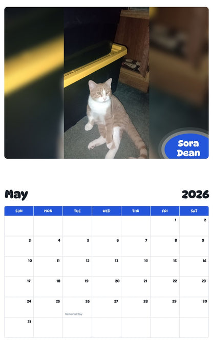 2026 - 2027 Sora Dean - Pawidols Pet Calendar