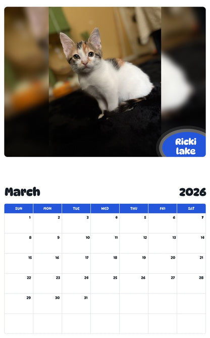 November 2025 - October 2026 Ricki lake - Pawidols Pet Calendar