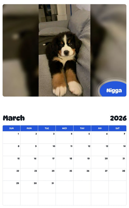 November 2025 - October 2026 Nigga - Pawidols Pet Calendar