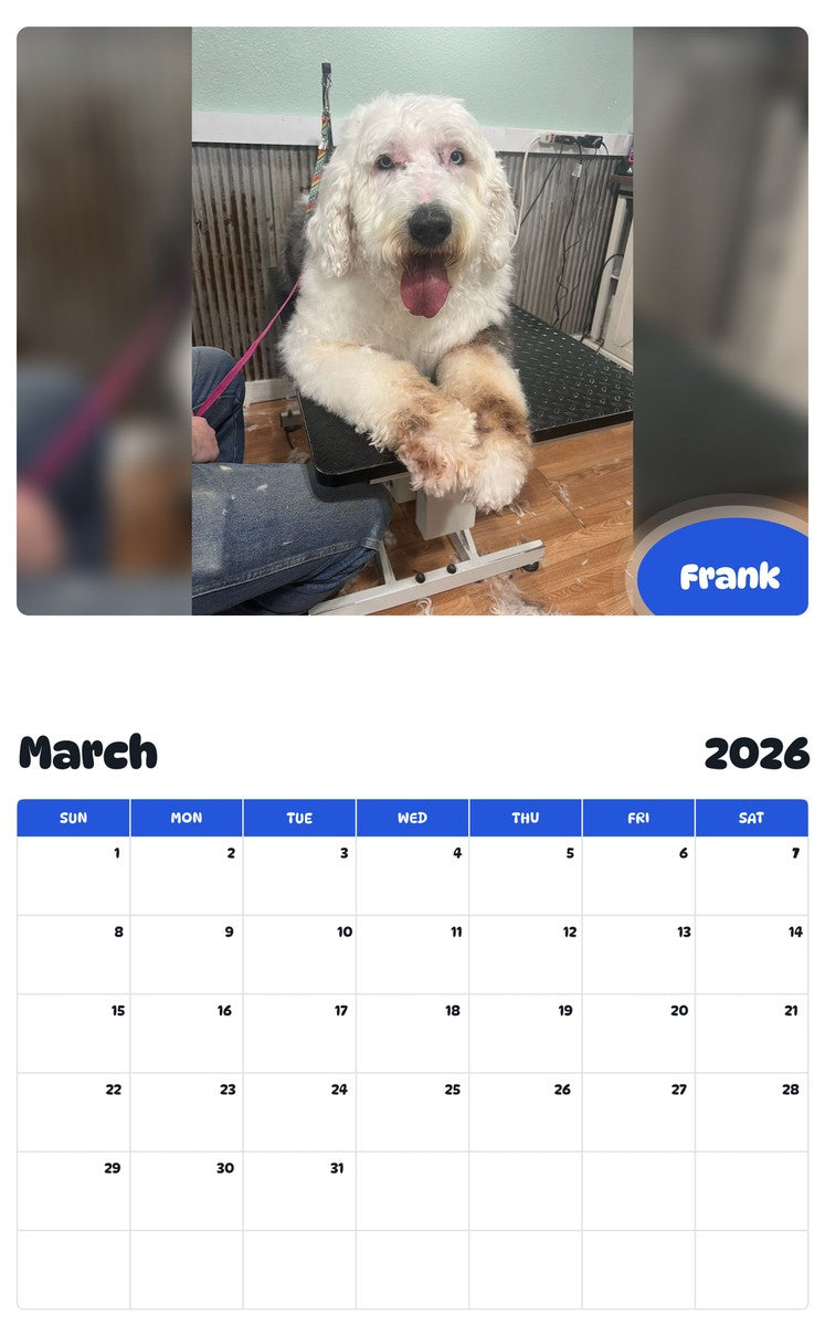 November 2025 - October 2026 Frank - Pawidols Pet Calendar