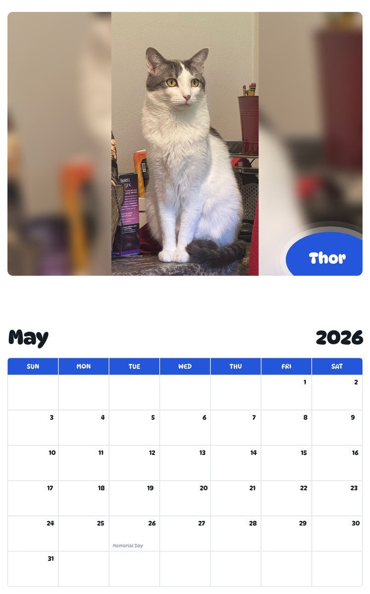 2026 - 2027 Thor - Pawidols Pet Calendar