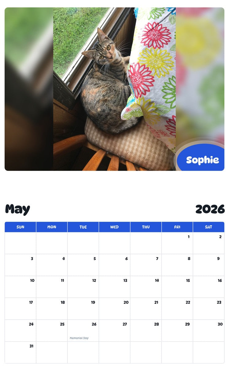 2026 - 2027 Sophie - Pawidols Pet Calendar