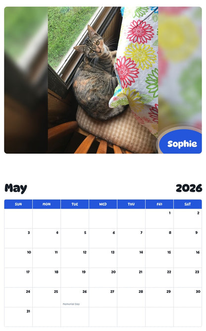 2026 - 2027 Sophie - Pawidols Pet Calendar
