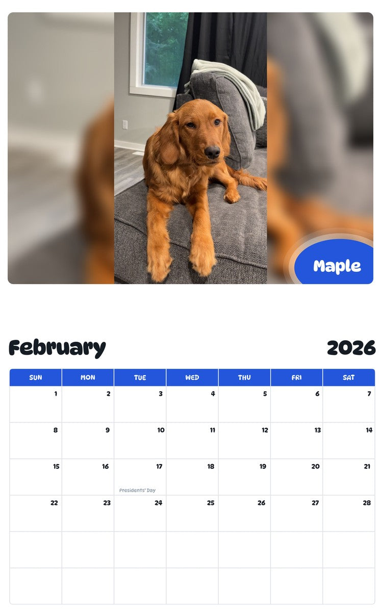 November 2025 - October 2026 Maple - Pawidols Pet Calendar