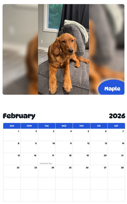 November 2025 - October 2026 Maple - Pawidols Pet Calendar