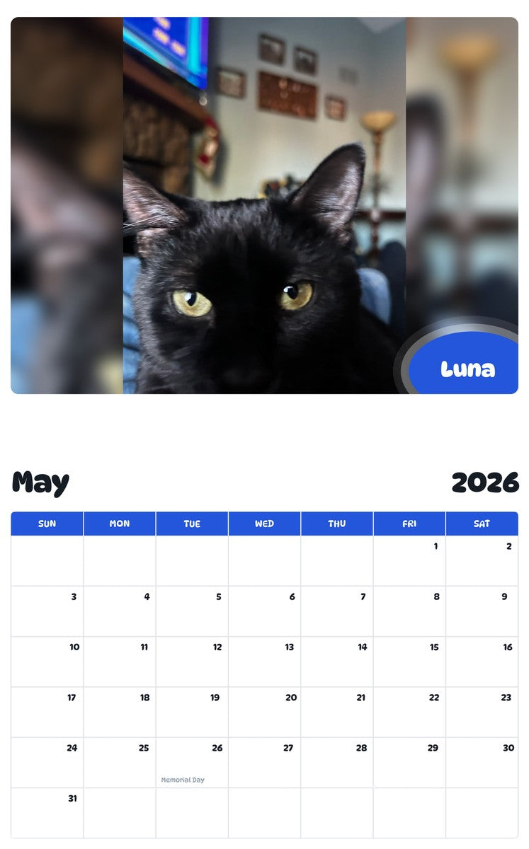 2026 - 2027 Luna - Pawidols Pet Calendar