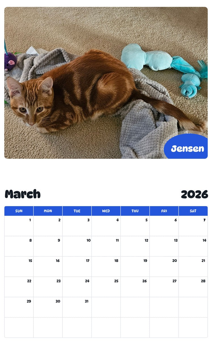 November 2025 - October 2026 Jensen - Pawidols Pet Calendar