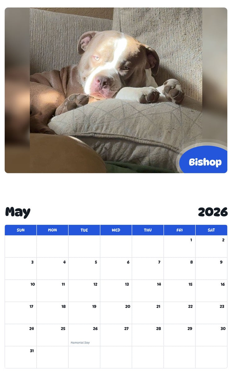 2026 - 2027 Bishop - Pawidols Pet Calendar