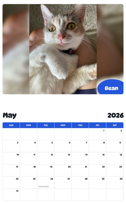 2026 - 2027 Bean - Pawidols Pet Calendar