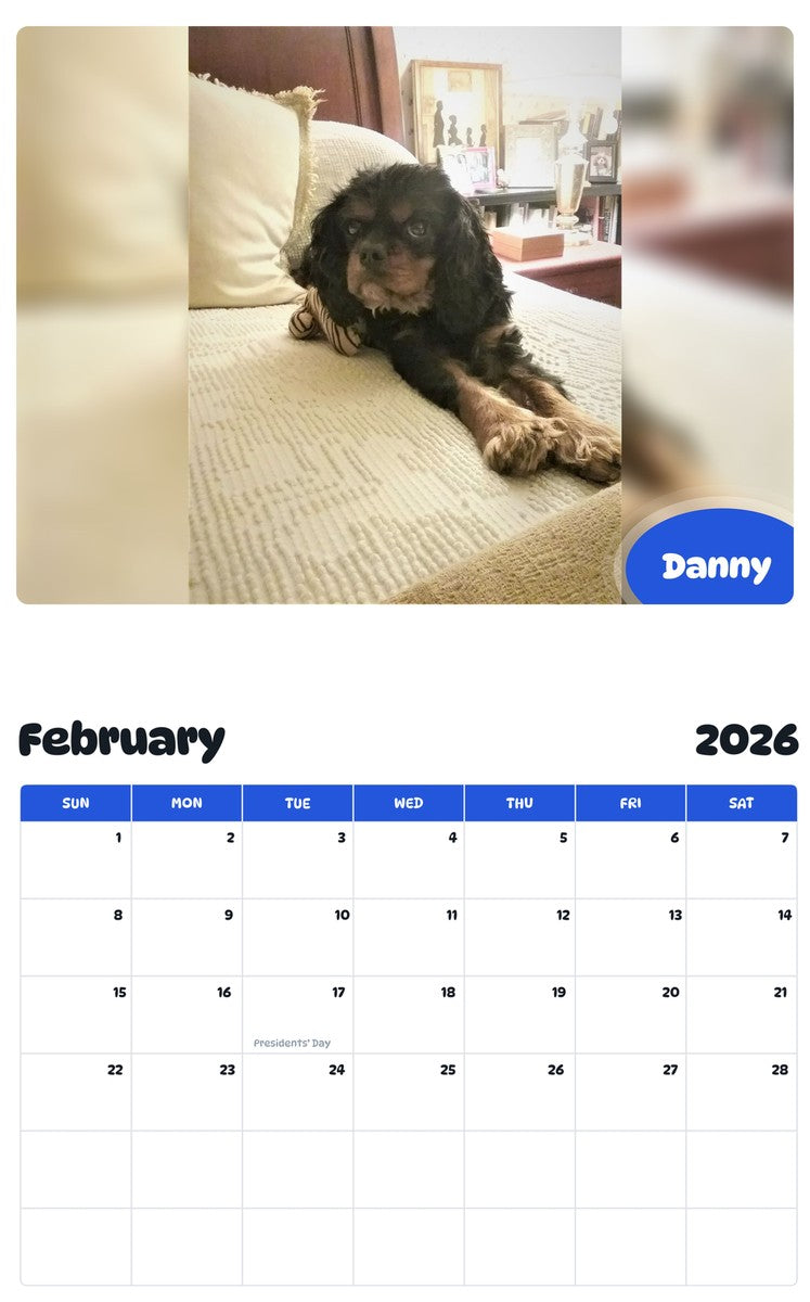 October 2025 - September 2026 Danny - Pawidols Pet Calendar