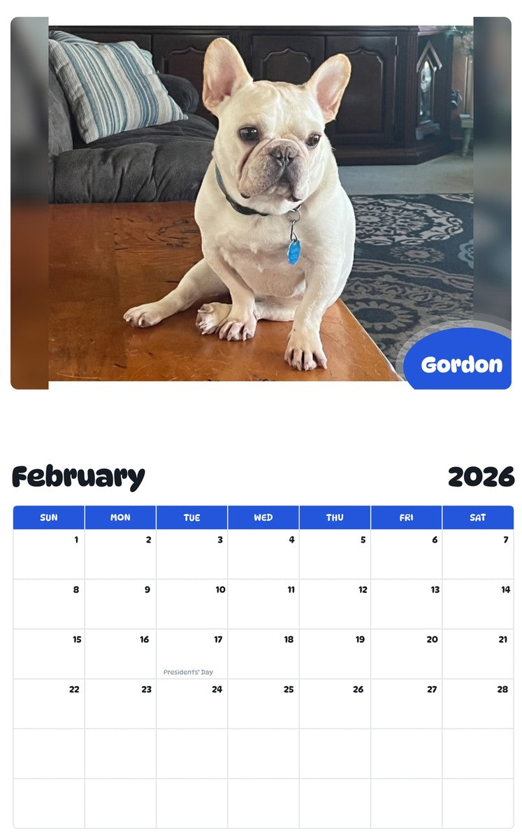 October 2025 - September 2026 Gordon - Pawidols Pet Calendar