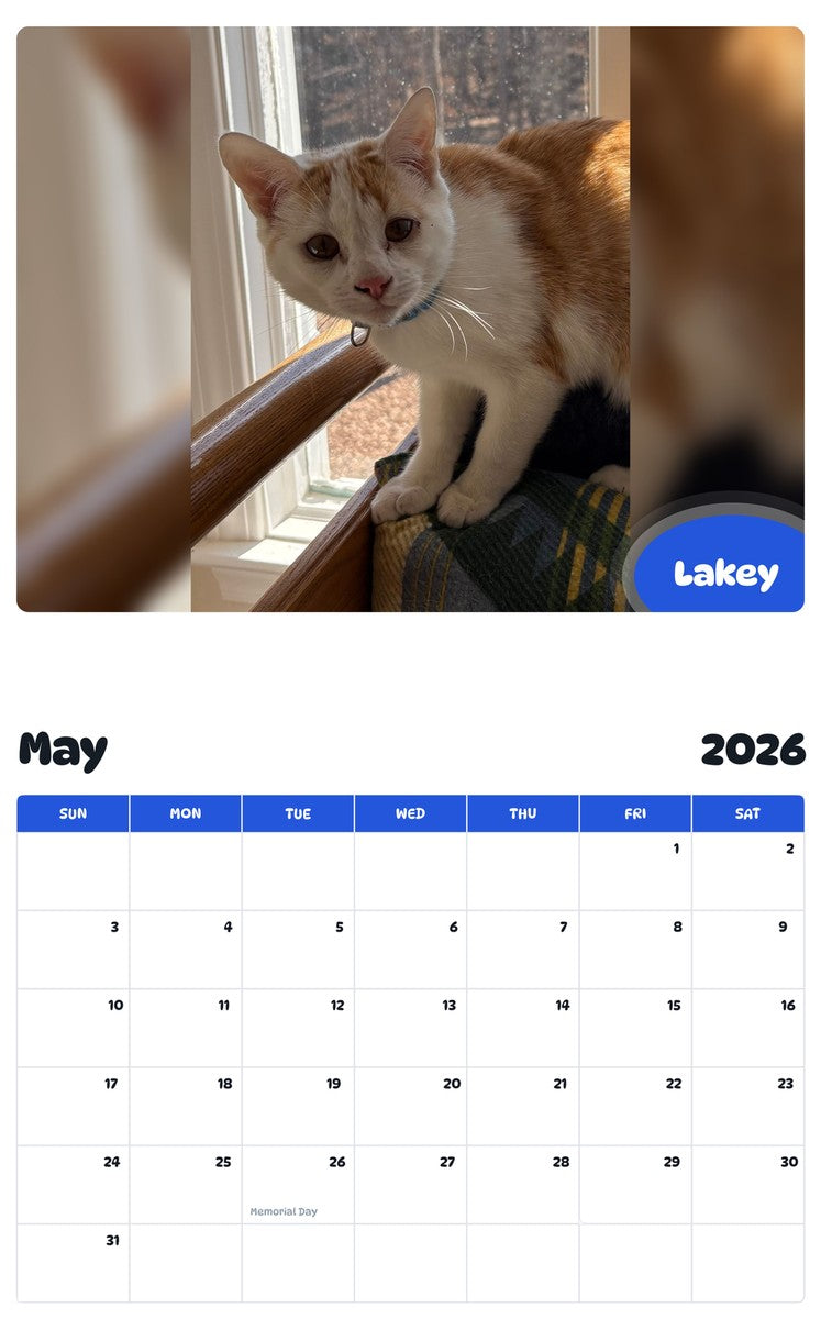 2026 - 2027 Lakey - Pawidols Pet Calendar