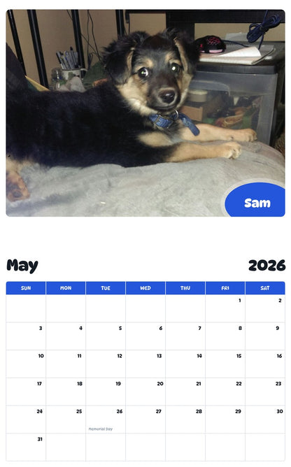 2026 - 2027 Sam - Pawidols Pet Calendar