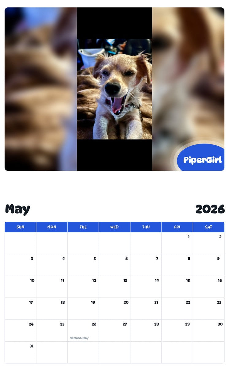 2026 - 2027 PiperGirl - Pawidols Pet Calendar