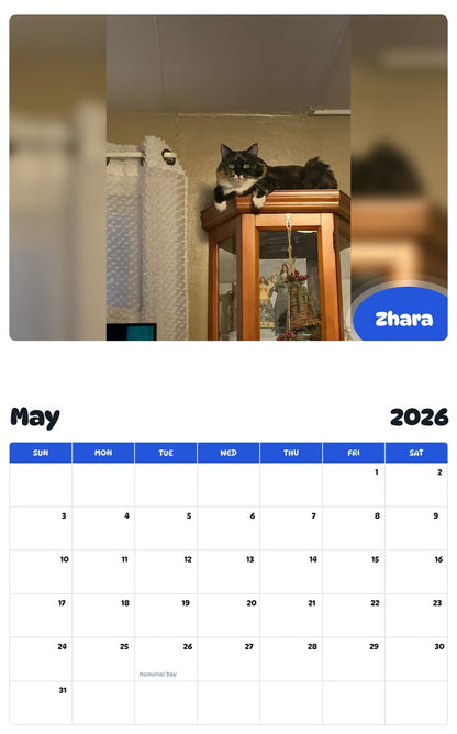 2026 - 2027 Zhara - Pawidols Pet Calendar