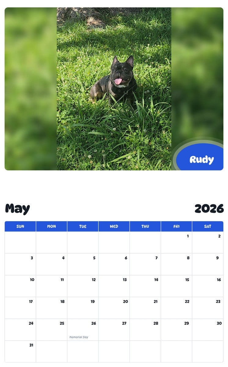 2026 - 2027 Rudy - Pawidols Pet Calendar