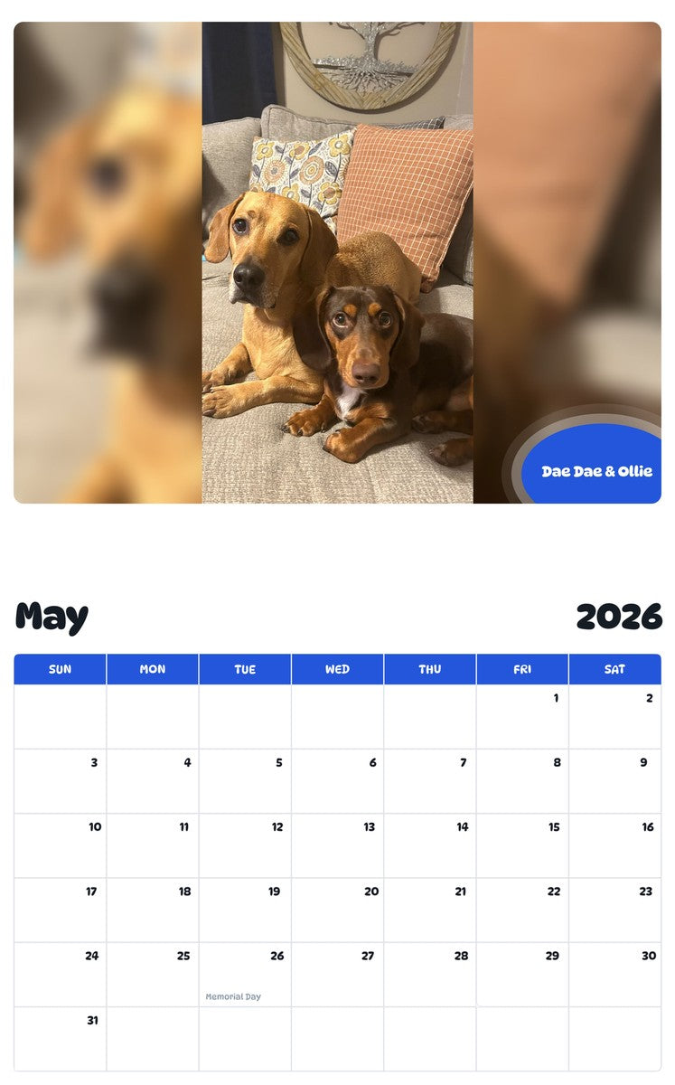 2026 - 2027 Dae Dae & Ollie - Pawidols Pet Calendar