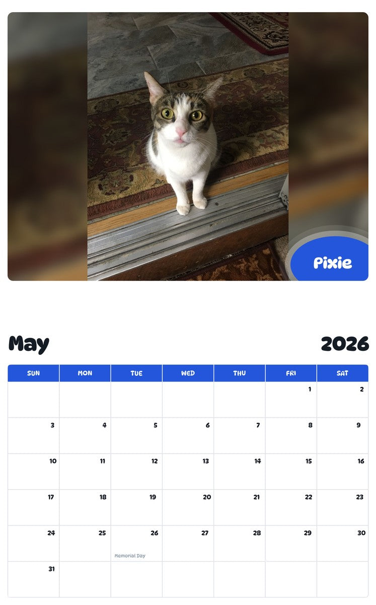 2026 - 2027 Pixie - Pawidols Pet Calendar