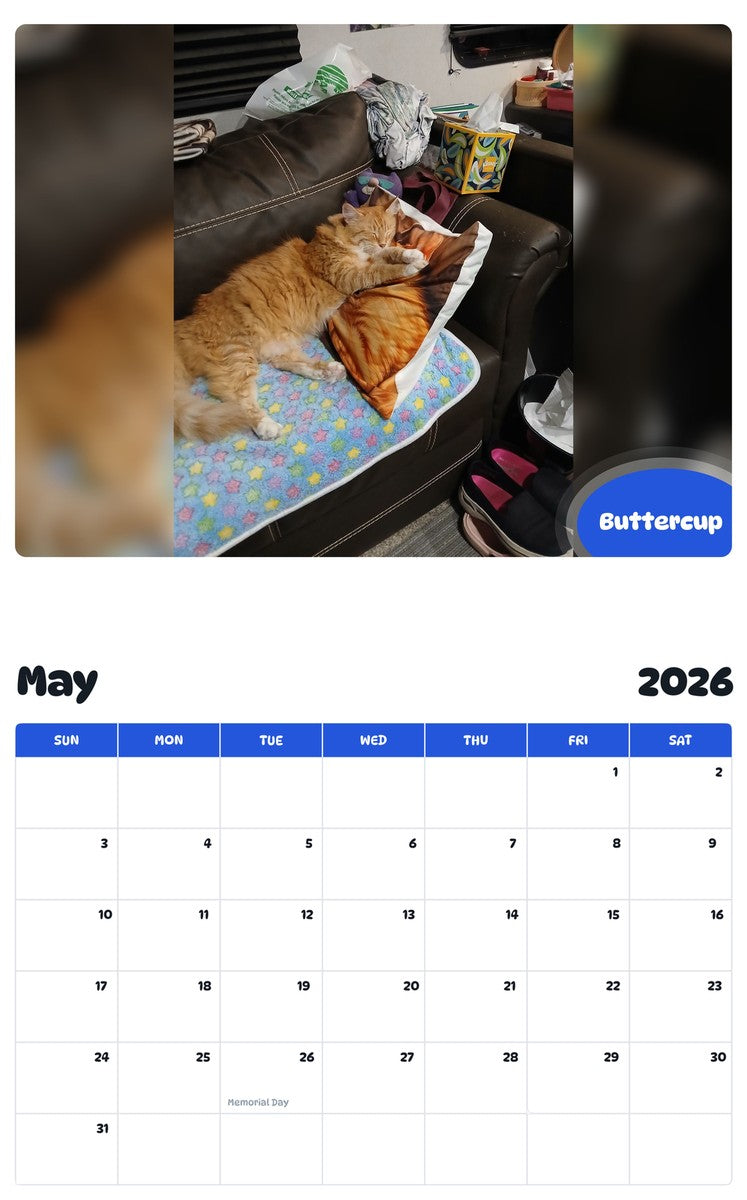 2026 - 2027 Buttercup - Pawidols Pet Calendar