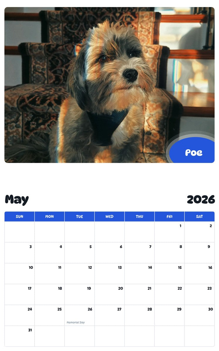 2026 - 2027 Poe - Pawidols Pet Calendar