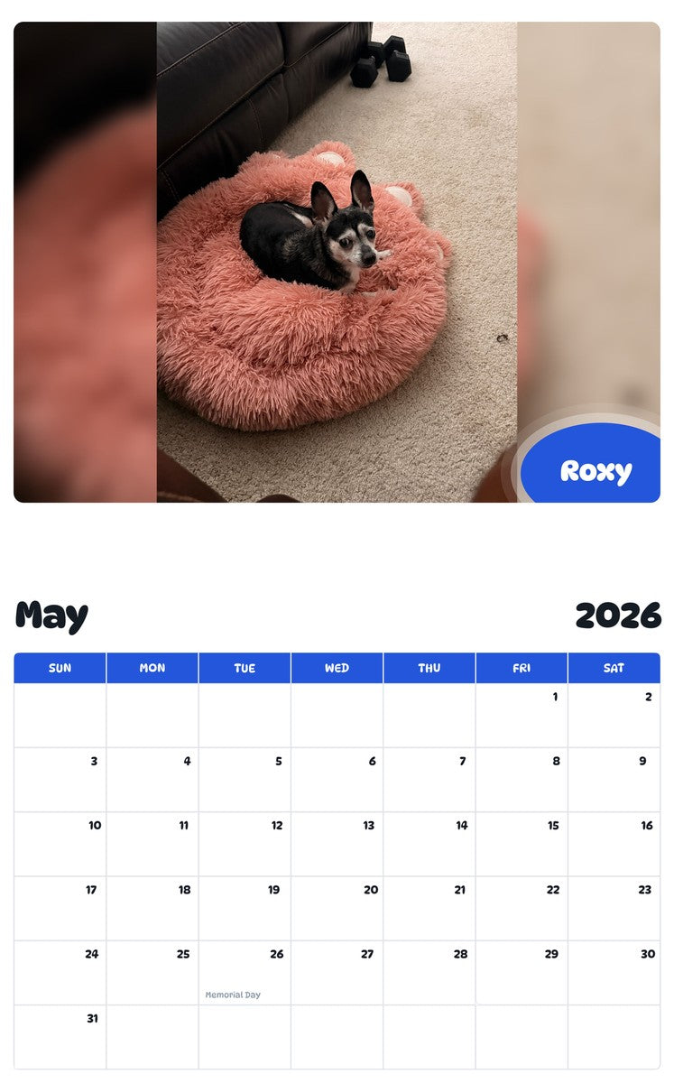 2026 - 2027 Roxy - Pawidols Pet Calendar