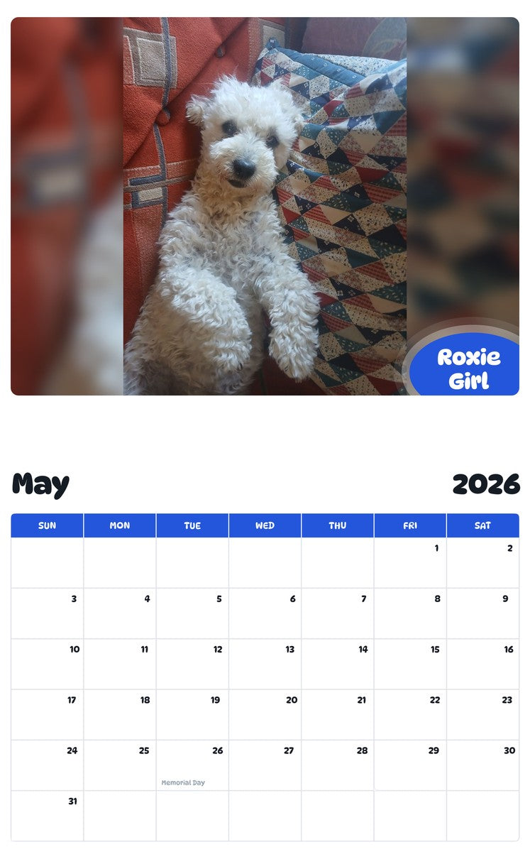 2026 - 2027 Roxie Girl - Pawidols Pet Calendar