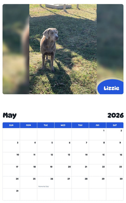 2026 - 2027 Lizzie - Pawidols Pet Calendar