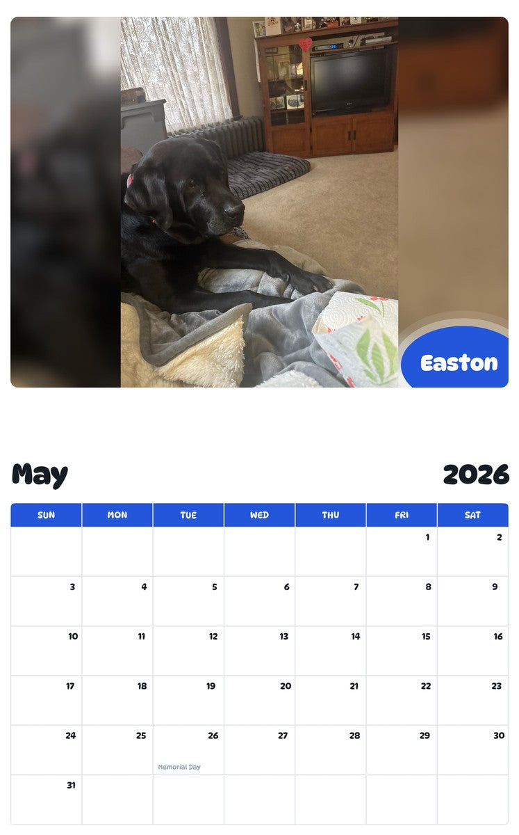 2026 - 2027 Easton - Pawidols Pet Calendar