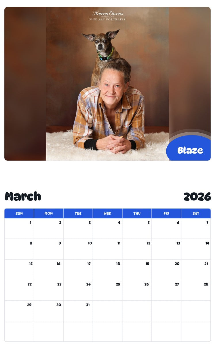 November 2025 - October 2026 Blaze - Pawidols Pet Calendar