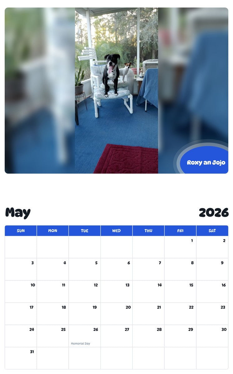 2026 - 2027 Roxy an Jojo - Pawidols Pet Calendar
