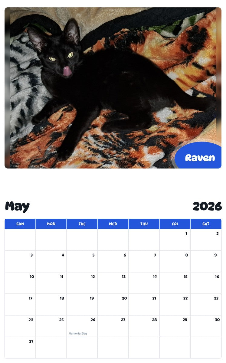 2026 - 2027 Raven - Pawidols Pet Calendar