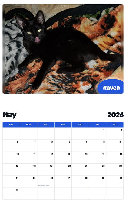 2026 - 2027 Raven - Pawidols Pet Calendar