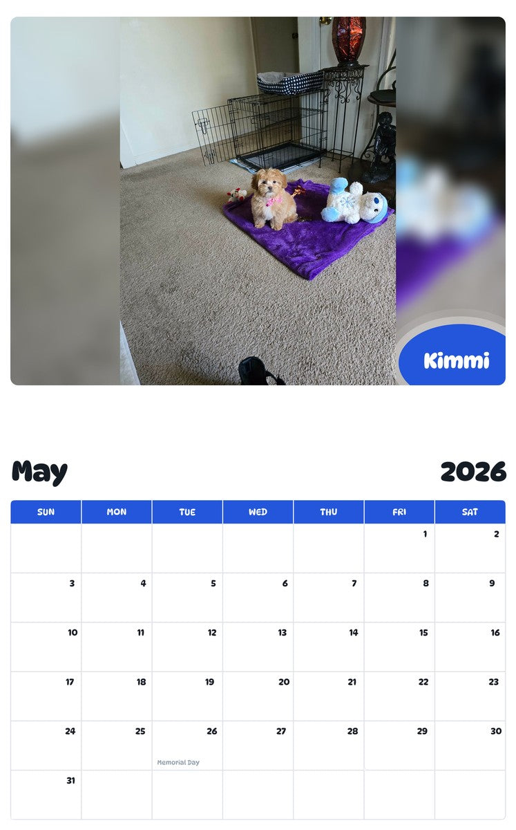2026 - 2027 Kimmi - Pawidols Pet Calendar