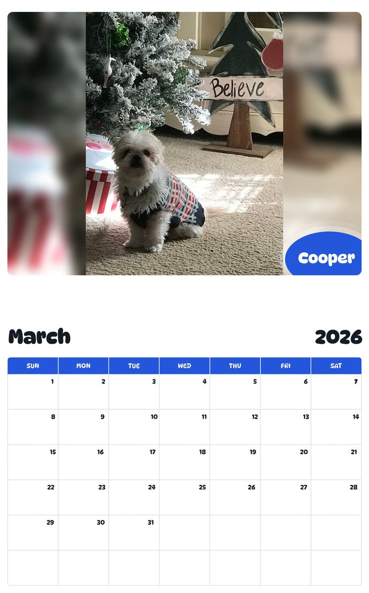 November 2025 - October 2026 Cooper - Pawidols Pet Calendar