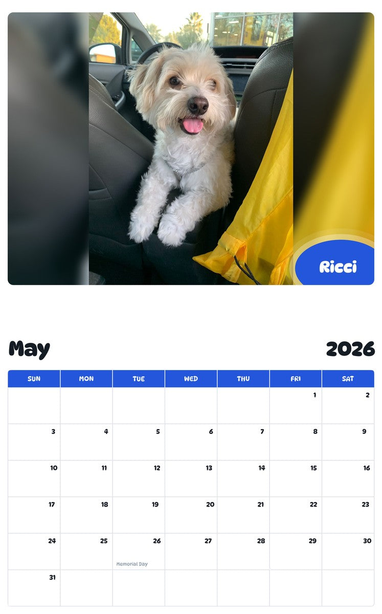 2026 - 2027 Ricci - Pawidols Pet Calendar