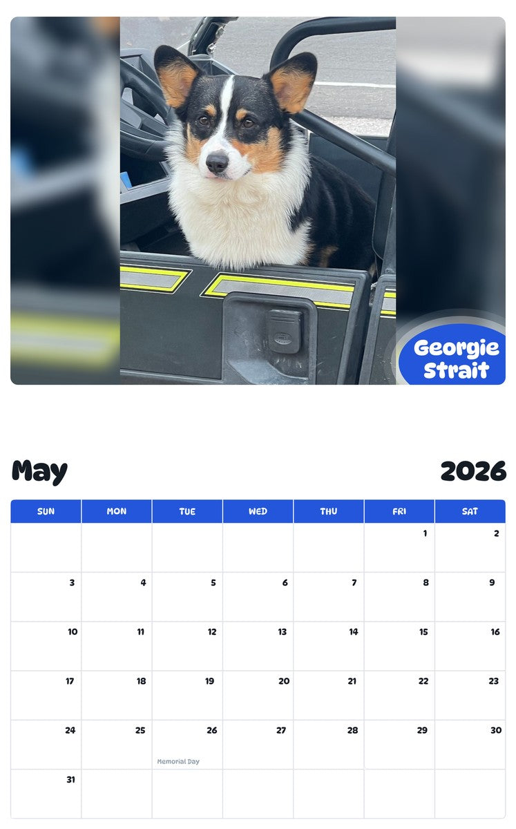 2026 - 2027 Georgie Strait - Pawidols Pet Calendar