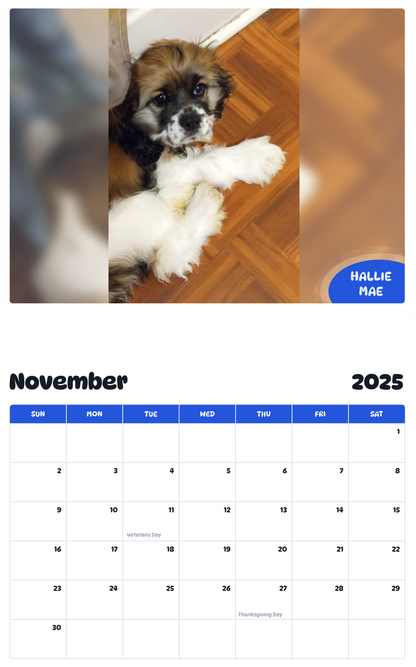 July 2025 - June 2026 Hallie. Mae - Pawidols Pet Calendar