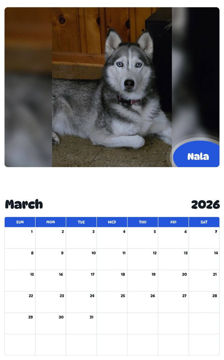 November 2025 - October 2026 Nala - Pawidols Pet Calendar