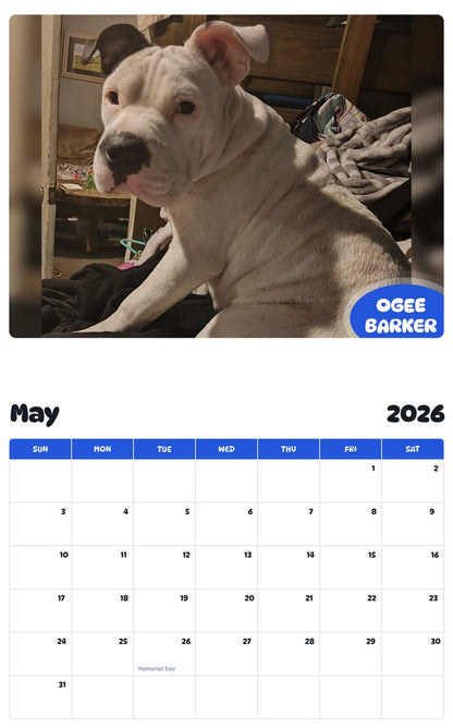 2026 - 2027 OGEE BARKER - Pawidols Pet Calendar