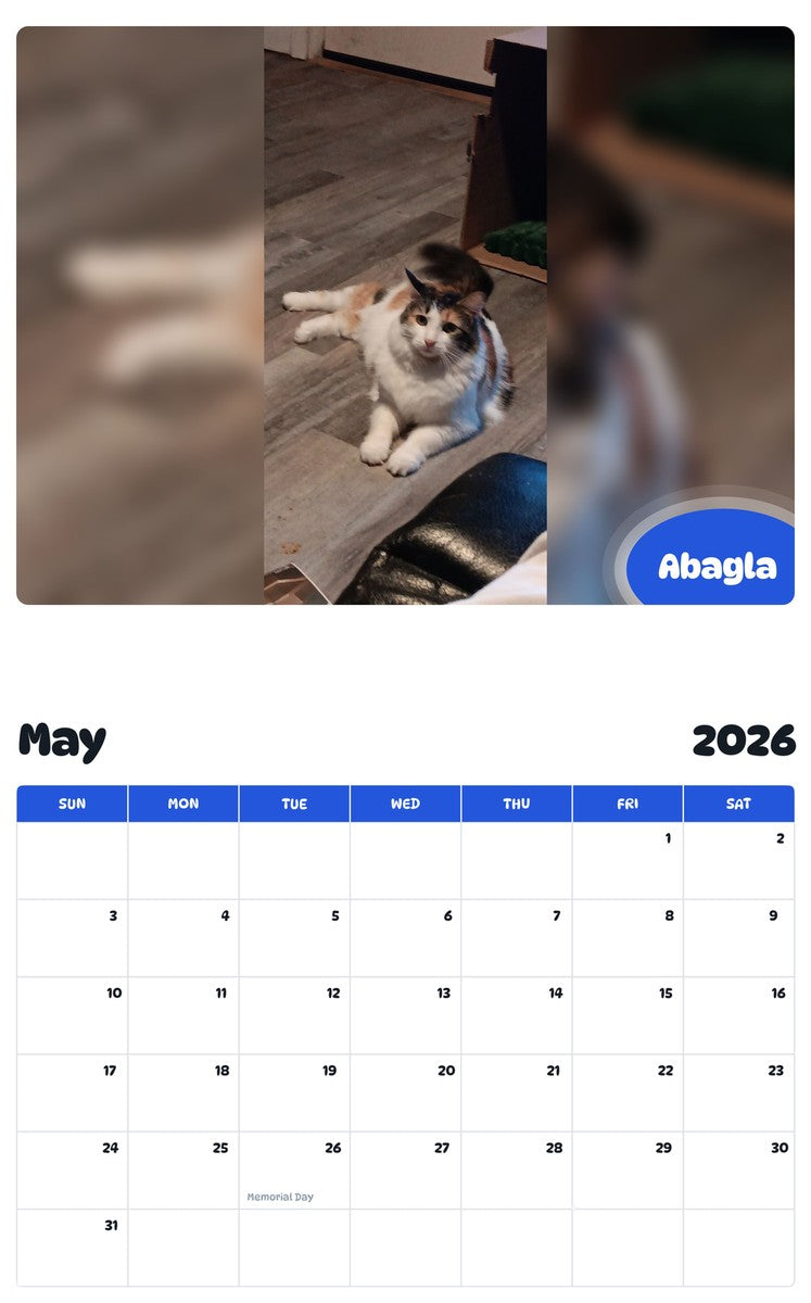 2026 - 2027 Abagla - Pawidols Pet Calendar