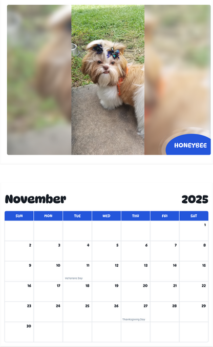 July 2025 - June 2026 HoneyBee - Pawidols Pet Calendar