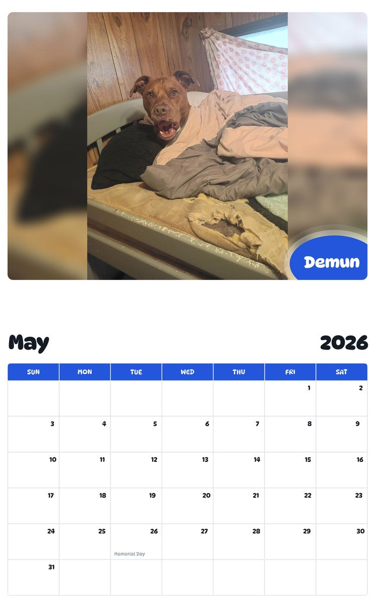 2026 - 2027 Demun - Pawidols Pet Calendar