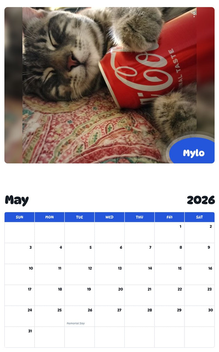 2026 - 2027 Mylo - Pawidols Pet Calendar