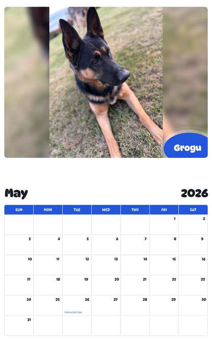 2026 - 2027 Grogu - Pawidols Pet Calendar