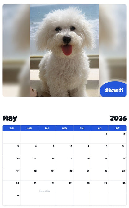 2026 - 2027 Shanti - Pawidols Pet Calendar