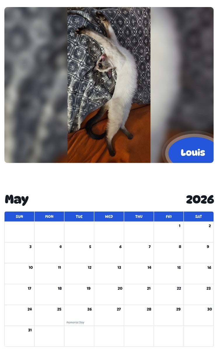 2026 - 2027 Louis - Pawidols Pet Calendar
