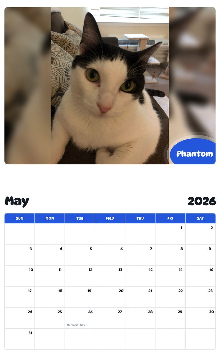 2026 - 2027 Phantom - Pawidols Pet Calendar